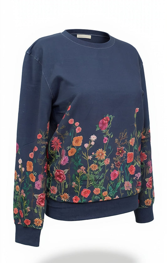Sweatshirt Jardim das flores azul – Bio-Baumwolle – Exklusiver Print – Sweatshirt Jardim das Flores Organic Cotton 2