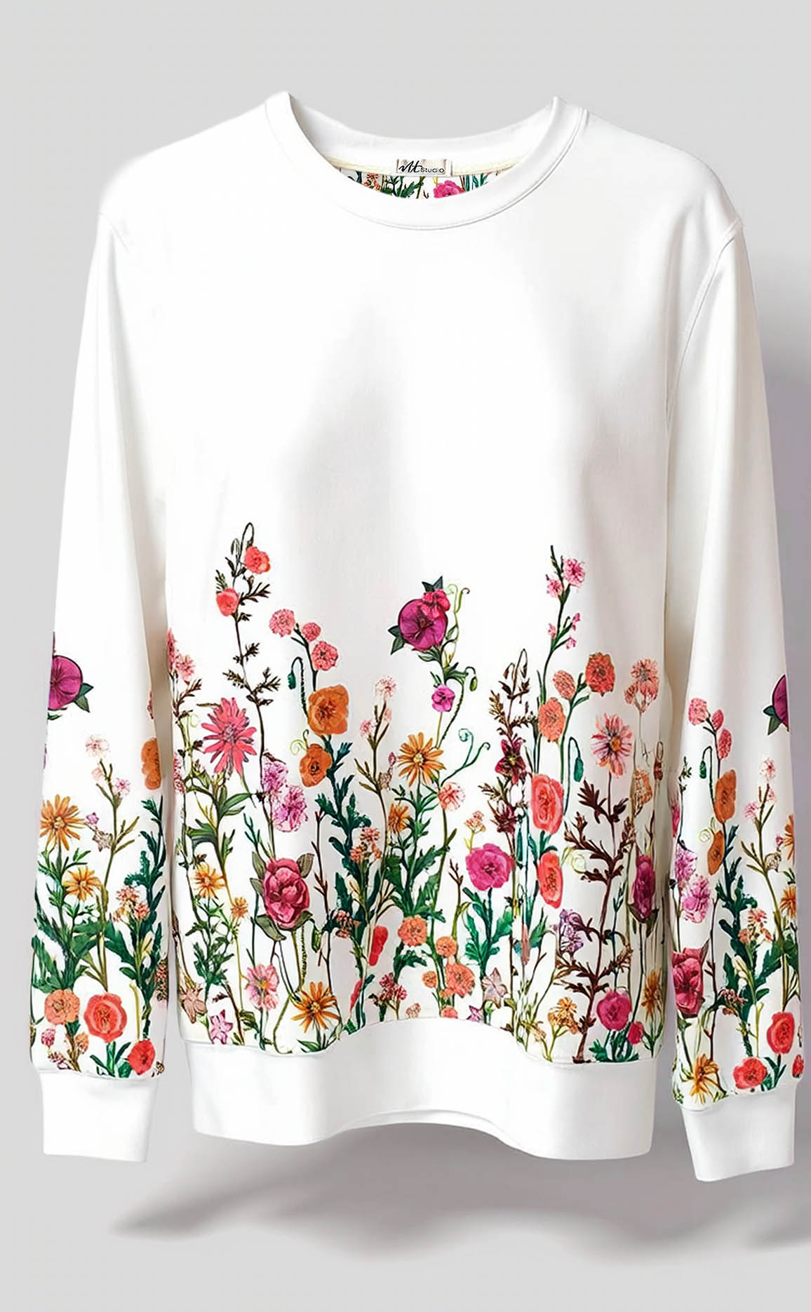 Sweatshirt Jardim das flores branco – Bio-Baumwolle – Exklusiver Print