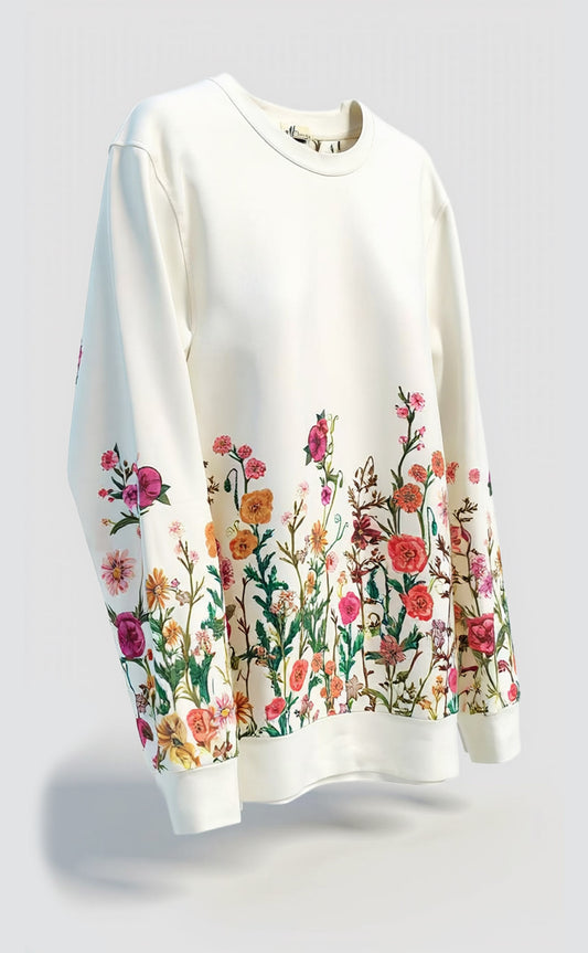 Sweatshirt Jardim das flores branco – Bio-Baumwolle – Exklusiver Print – Sweatshirt Jardim das Flores White Organic Cotton 2