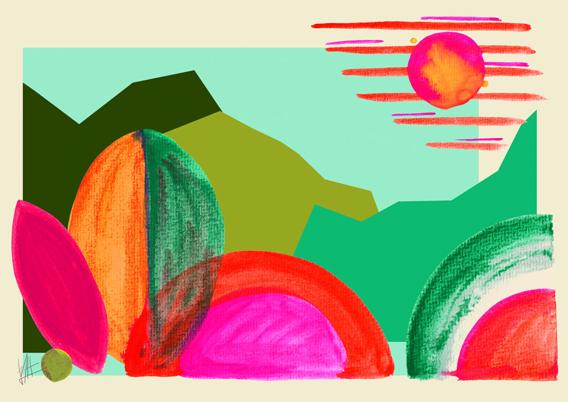 Paisagem Moderna –  Paisagem Moderna   colorful landscape   wall art fine art print A4 A3 2