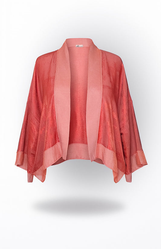 Glam Kimono-Jacke – Coral – Viskose & Lurex-Handgefertigt in Stuttgart · Einheitsgröße