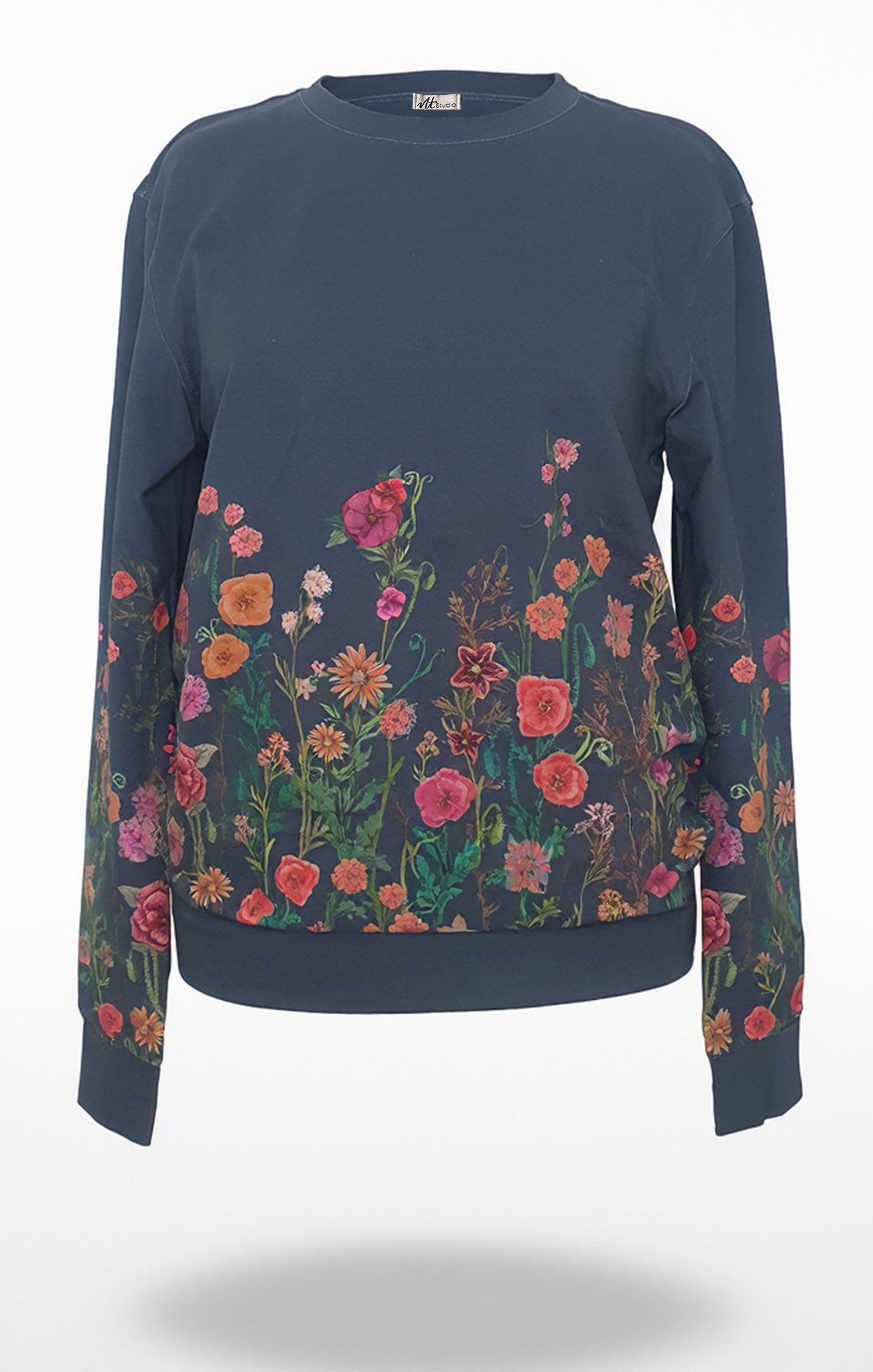 Sweatshirt Jardim das flores azul – Bio-Baumwolle – Exklusiver Print