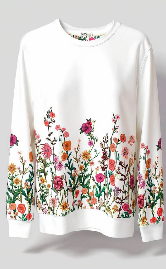 Sweatshirt Jardim das flores branco – Bio-Baumwolle – Exklusiver Print