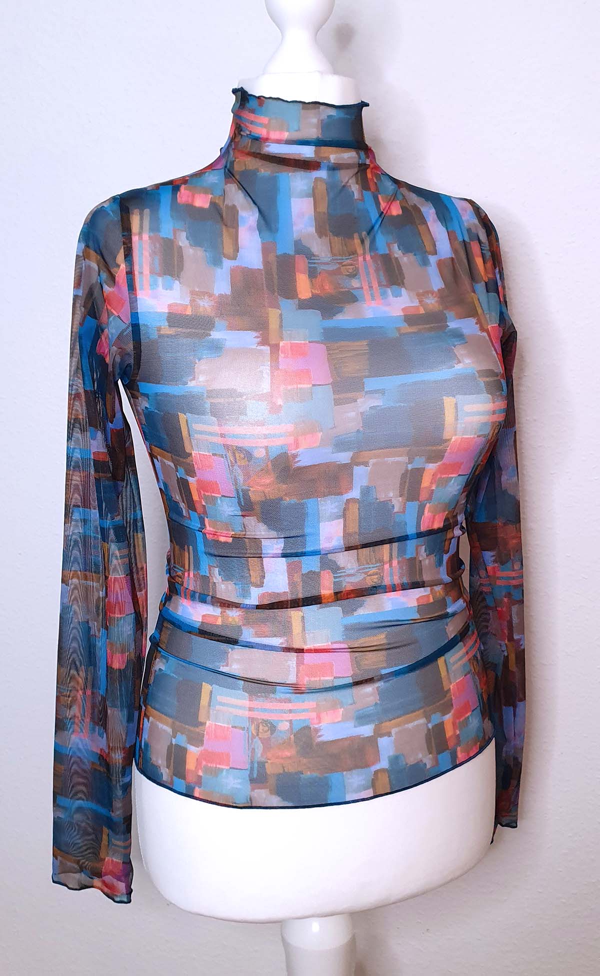 Langarm-Mesh-Top – Abstrakter Print – Top de Manga Longa – Mesh – Estampa Abstrata 2