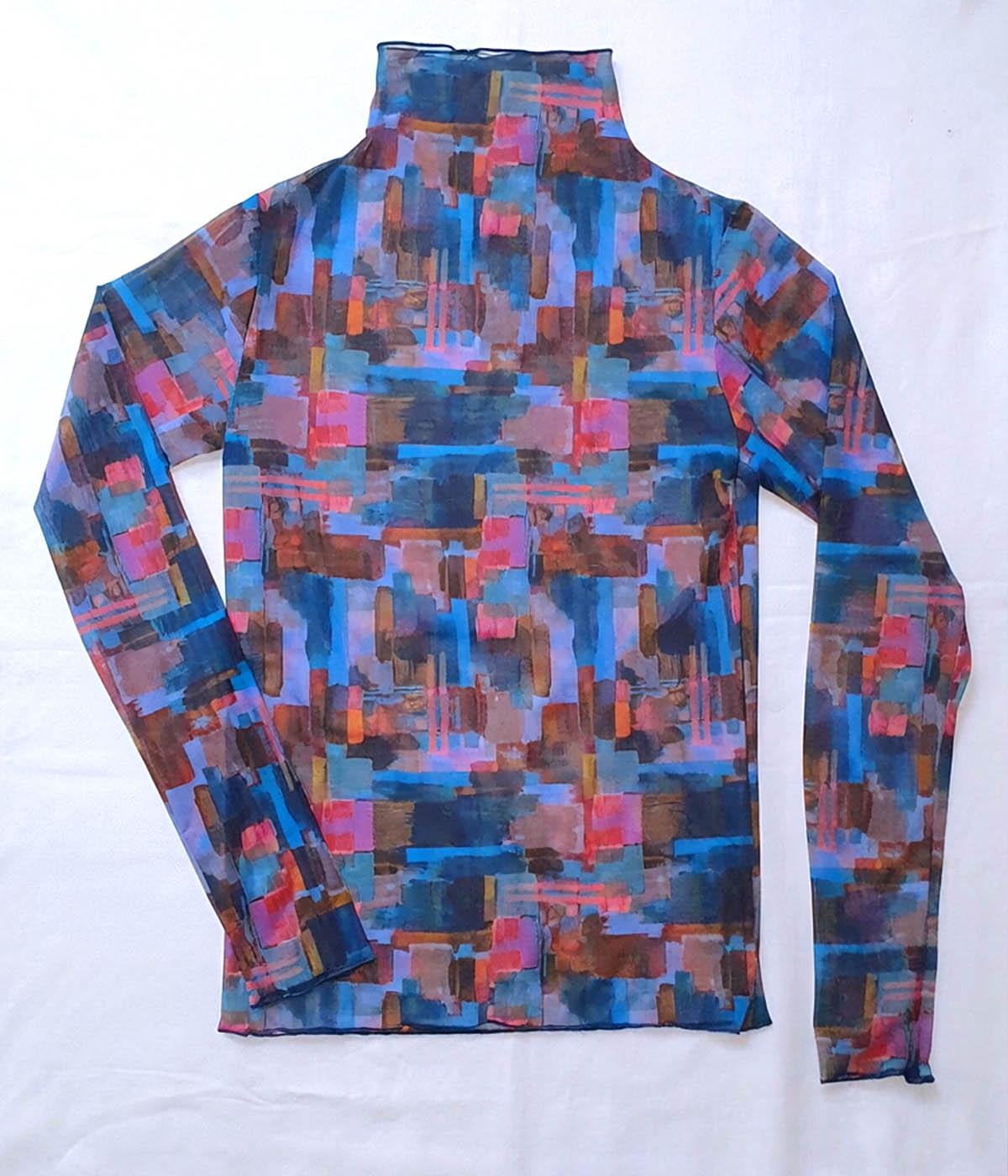 Langarm-Mesh-Top – Abstrakter Print – Top de Manga Longa – Mesh – Estampa Abstrata 3
