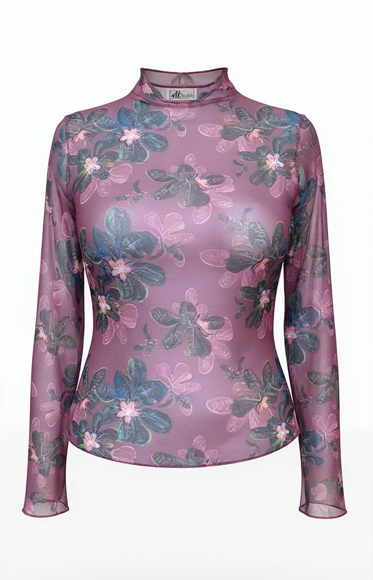 Langarm-Mesh-Top – Floral Pequi