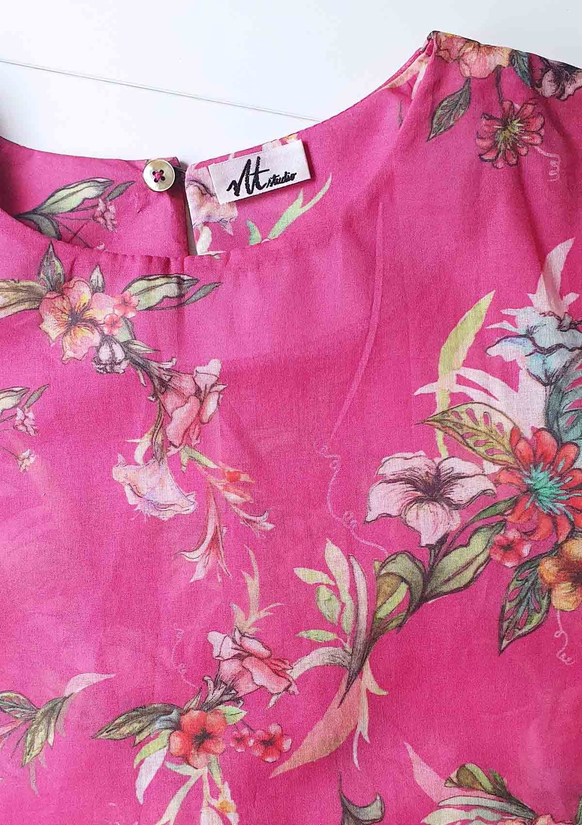 Balloon Bluse – Florida Pink – Bio-Baumwolle – Blusa Balão – Florida Rosa  Estampa Exclusiva – Algodão Orgânico Produto local CLOSE